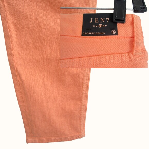 7 For All Mankind NEW Peach Colored Denim Cropped Skinny Jean 8 - Picture 7 of 11